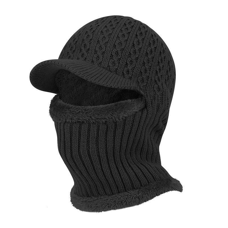 TAGVO Winter Knitted Balaclava Beanie Hat Warm Cycling Ski Mask Universal Size B-Black - Image 1